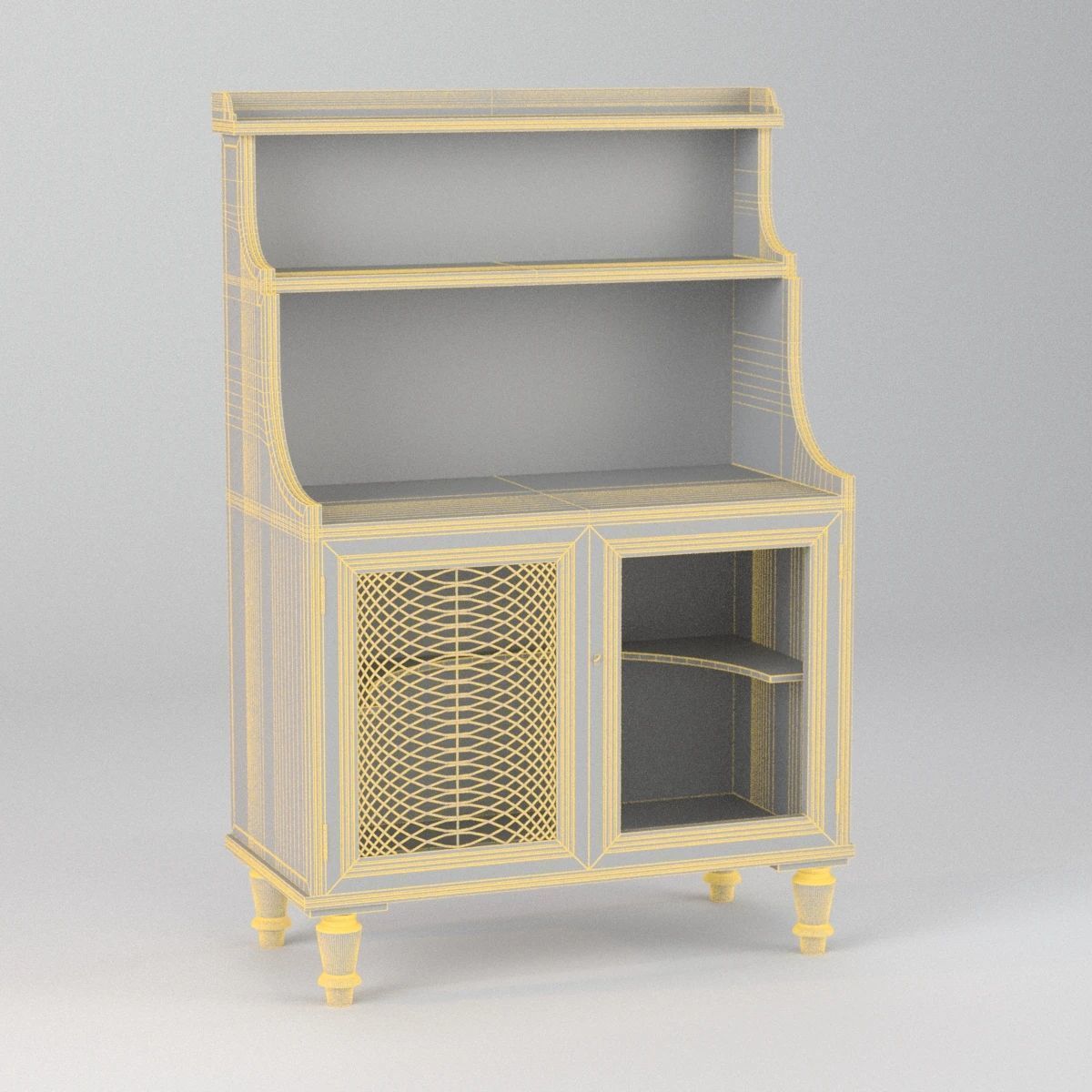 1820s English Regency Period Waterfall Bookcase 3D model_7