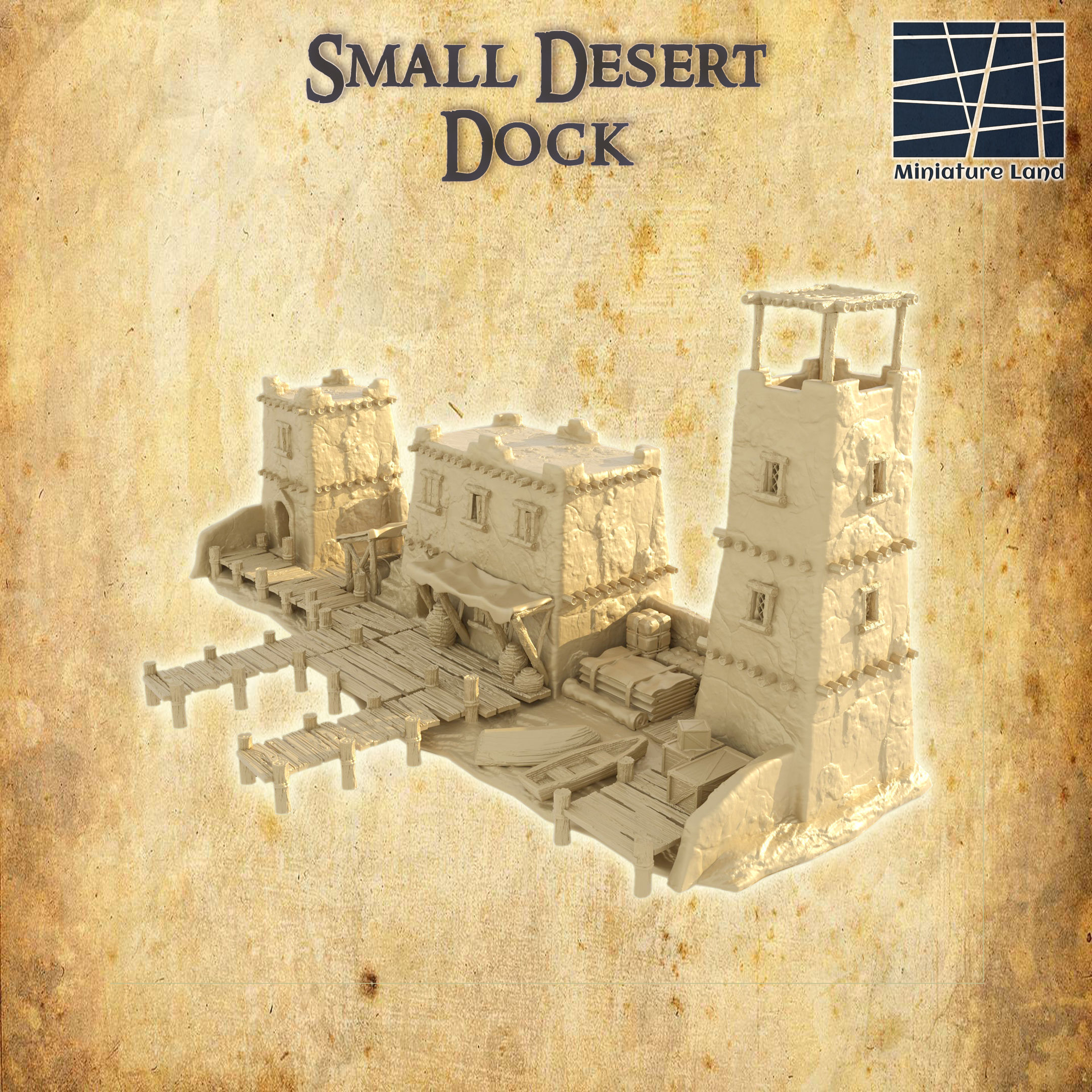 Small Desert Dock Tabletop Terrain 28 MM 3D print model_2