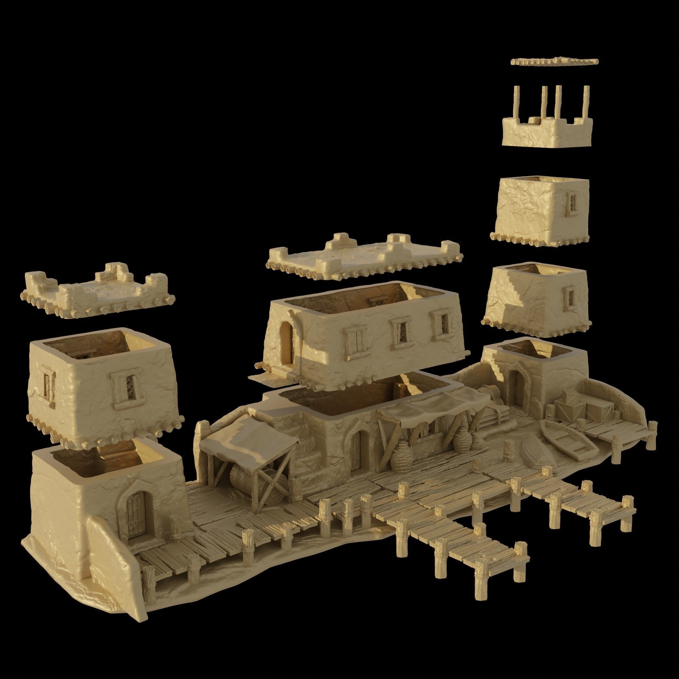 Small Desert Dock Tabletop Terrain 28 MM 3D print model_8