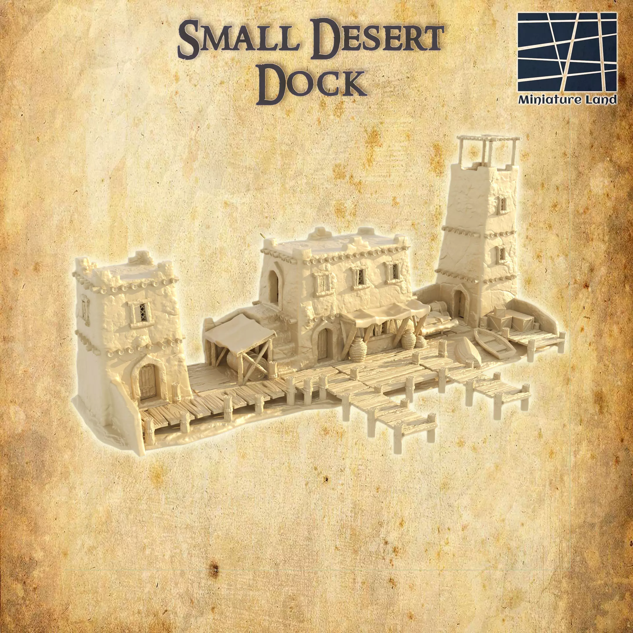 Small Desert Dock Tabletop Terrain 28 MM 3D print model_0
