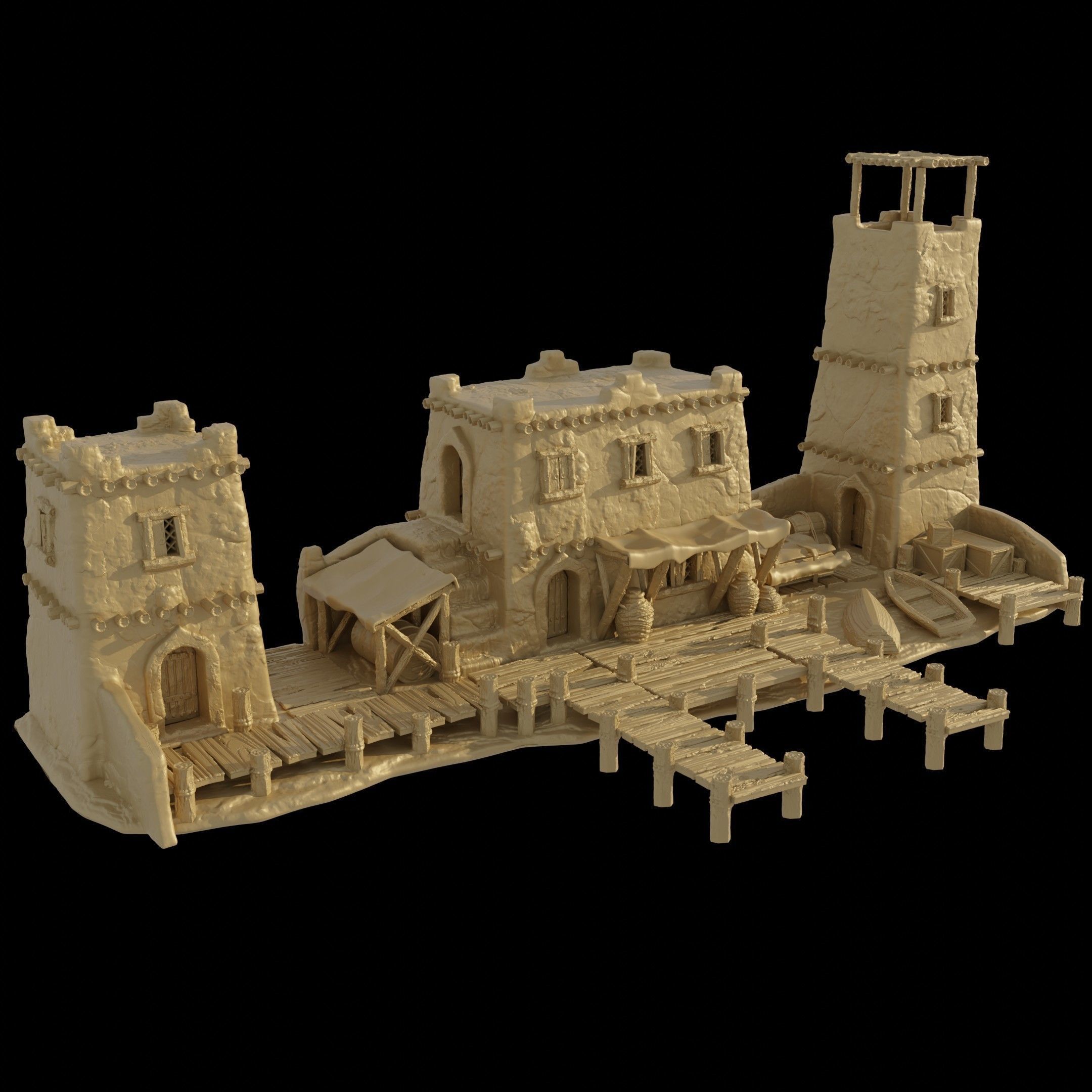 Small Desert Dock Tabletop Terrain 28 MM 3D print model_1