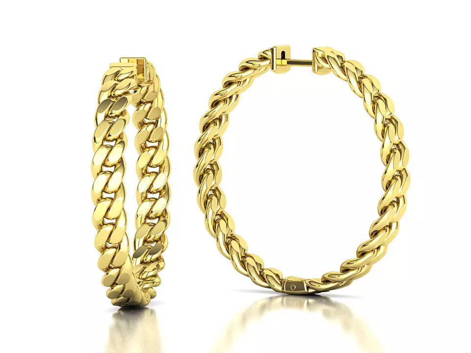 Hoop Cuban Earrings 35mm Own design 3dmodel 3D print model