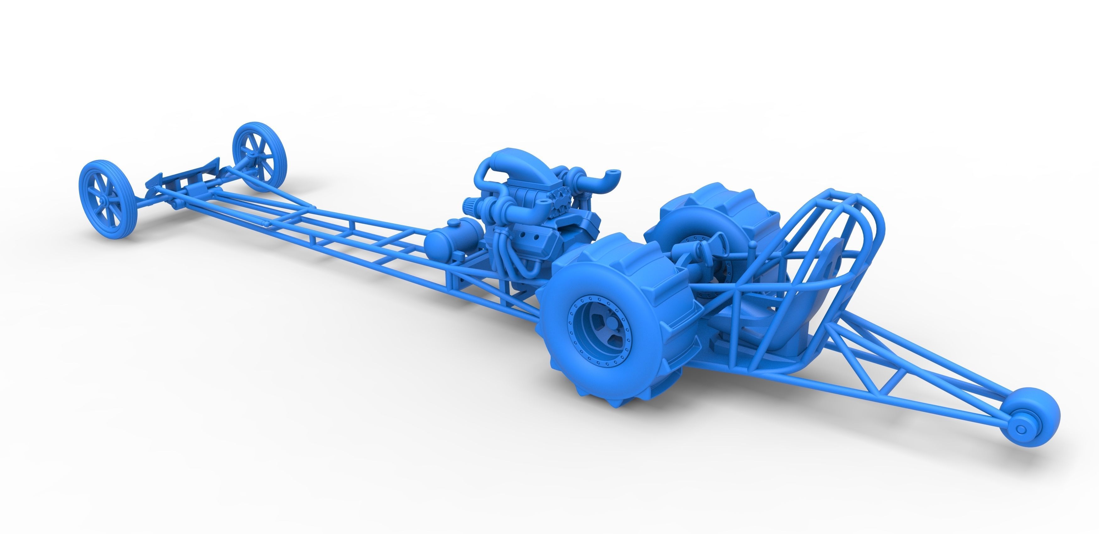 Front engine dirt dragster with turbo V8 Scale 1 to 25 3D print model_25