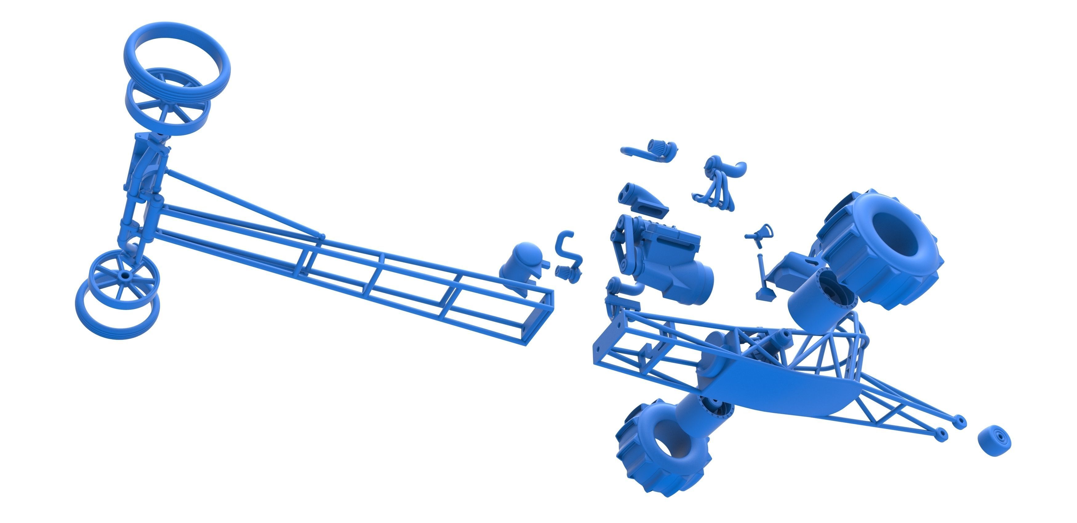 Front engine dirt dragster with turbo V8 Scale 1 to 25 3D print model_30