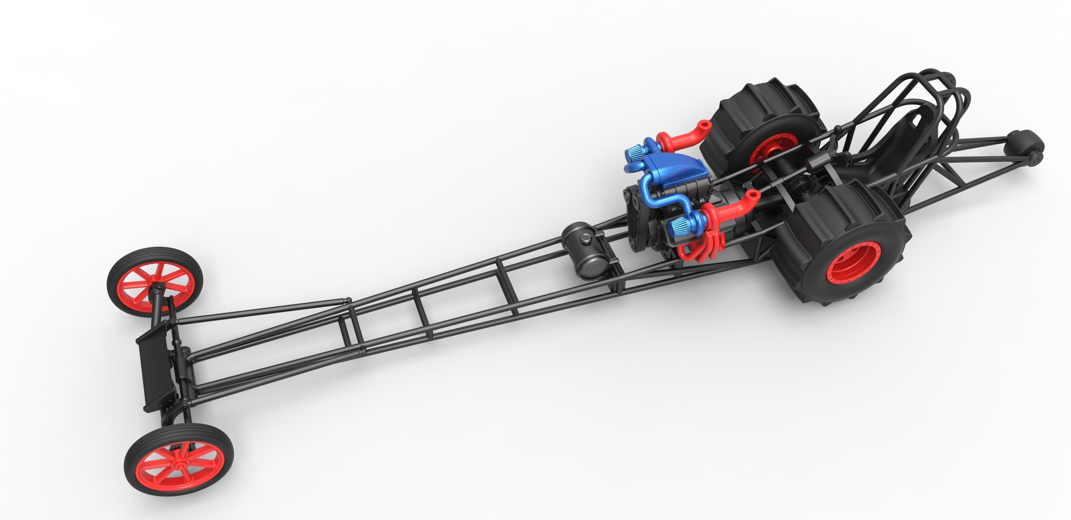 Front engine dirt dragster with turbo V8 Scale 1 to 25 3D print model_3