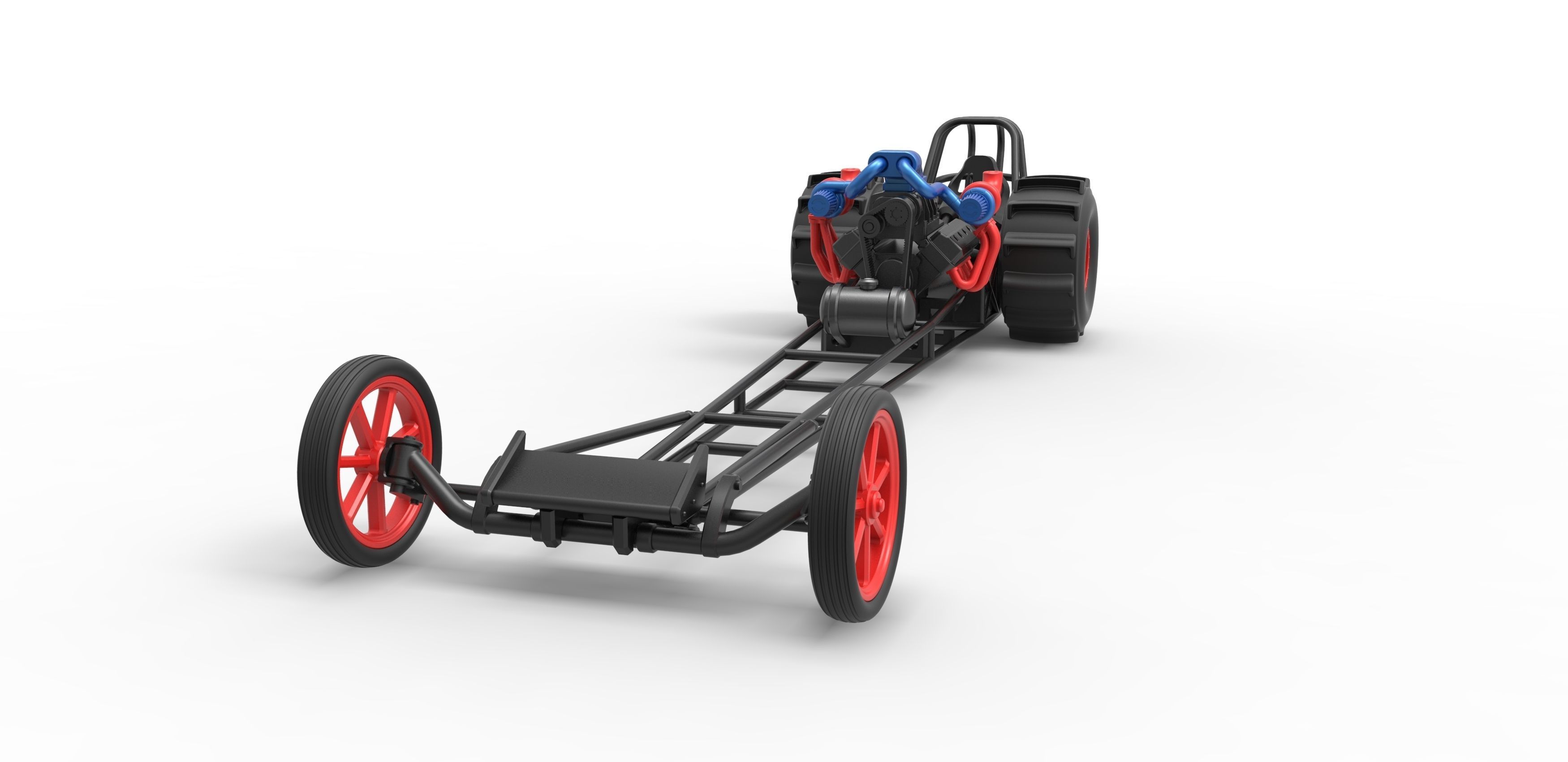 Front engine dirt dragster with turbo V8 Scale 1 to 25 3D print model_4