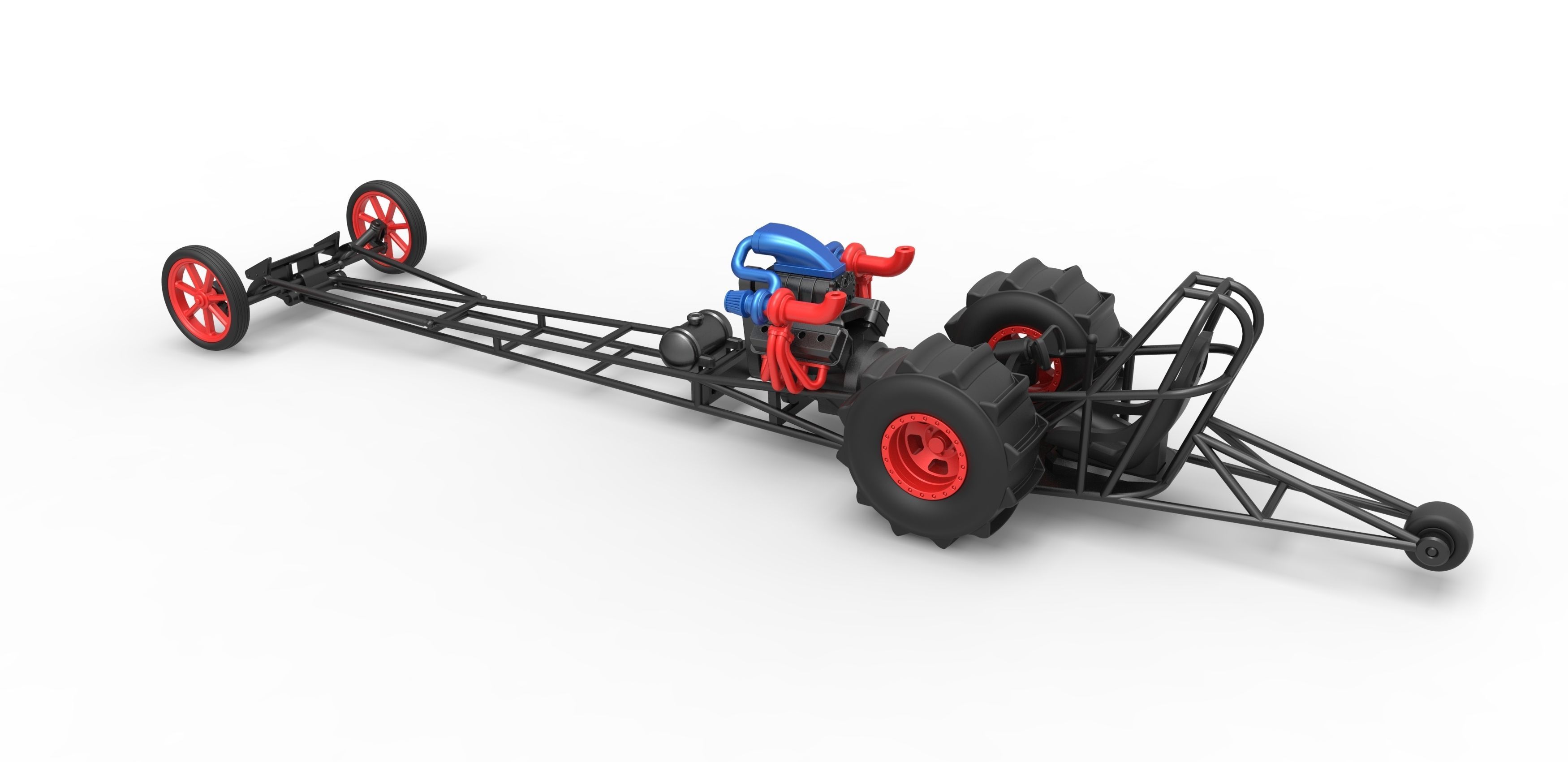 Front engine dirt dragster with turbo V8 Scale 1 to 25 3D print model_11