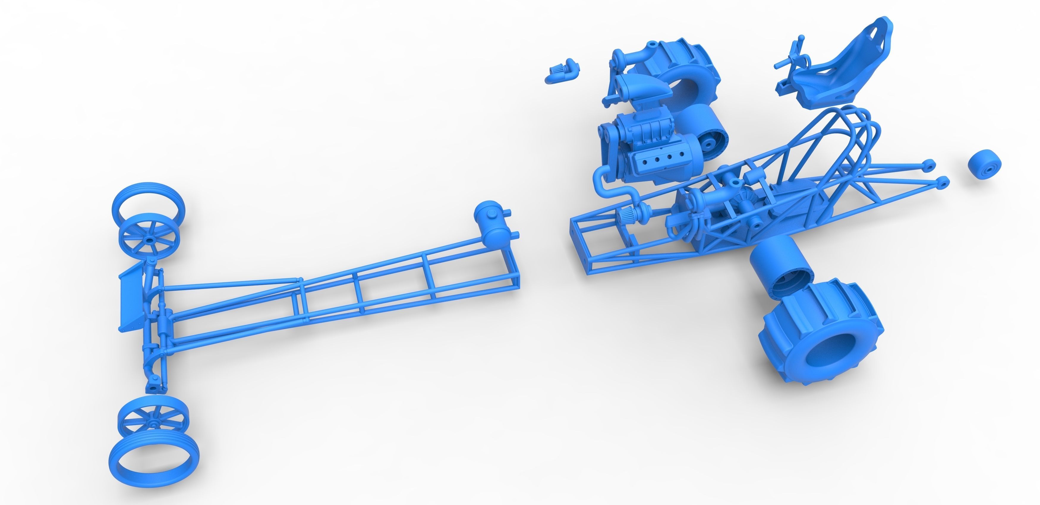 Front engine dirt dragster with turbo V8 Scale 1 to 25 3D print model_31