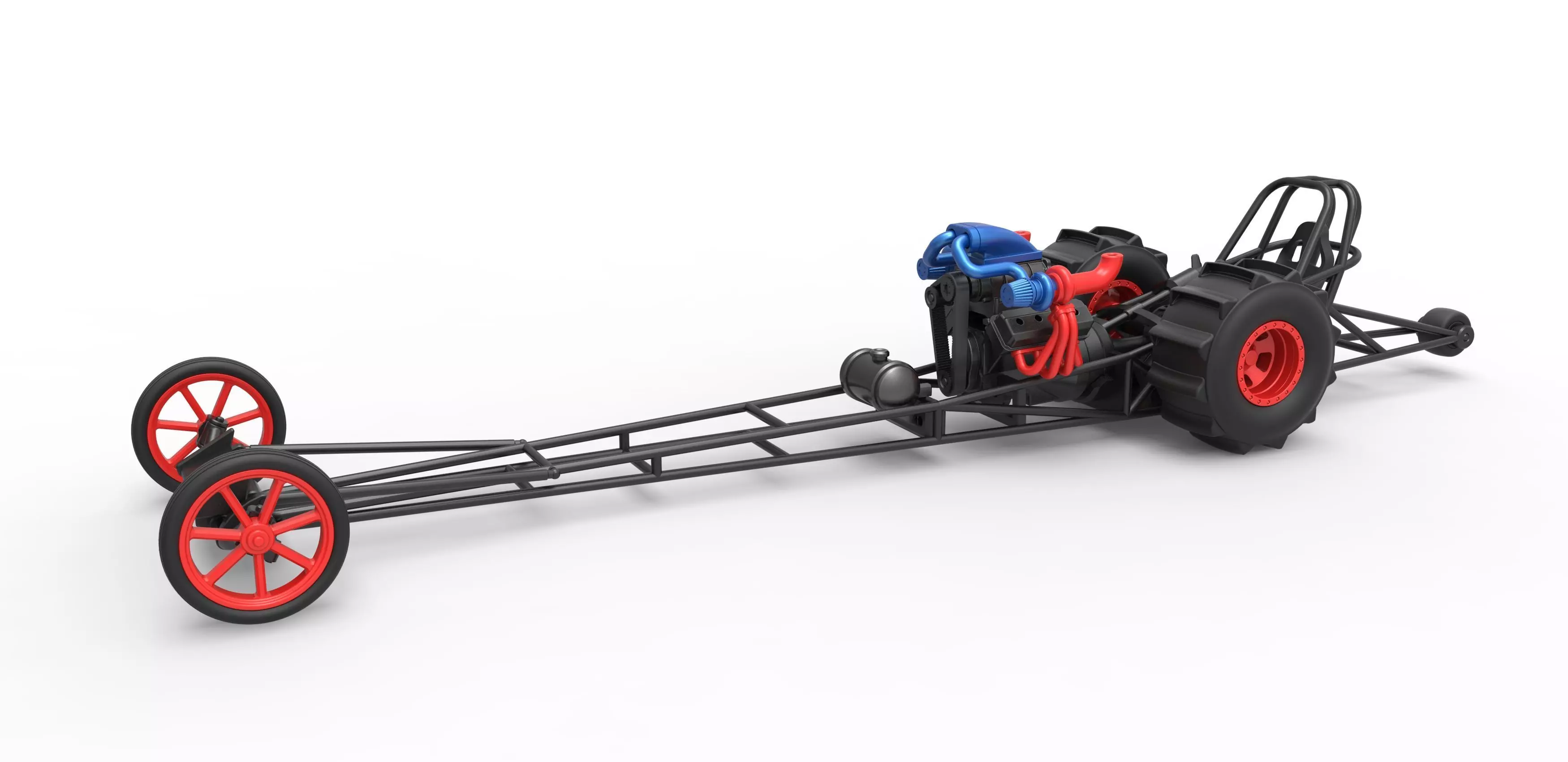 Front engine dirt dragster with turbo V8 Scale 1 to 25 3D print model_0