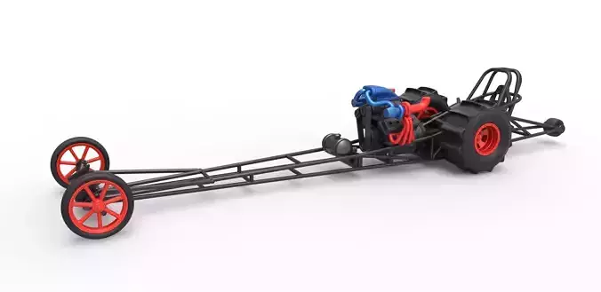 Front engine dirt dragster with turbo V8 Scale 1 to 25 3D print model