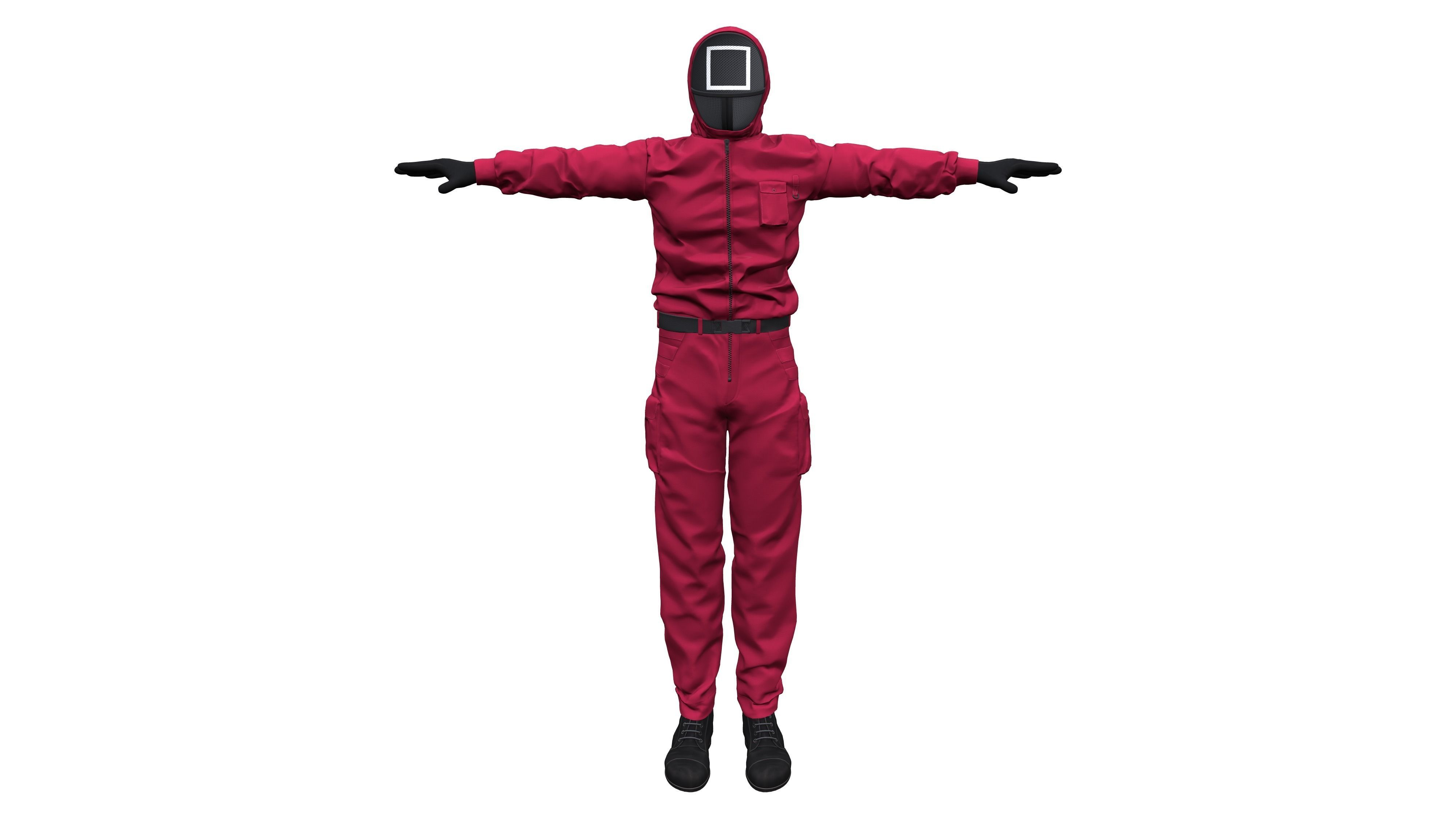 Squid Game Red Guard Outfit Low-poly 3D model_3