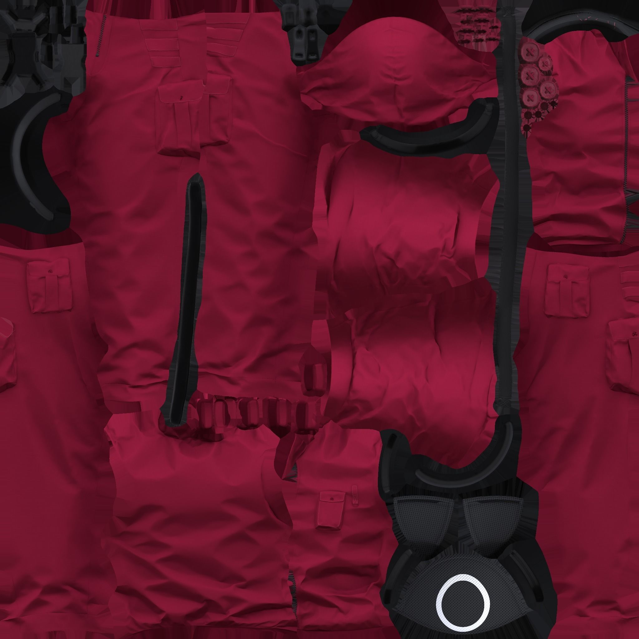 Squid Game Red Guard Outfit Low-poly 3D model_11