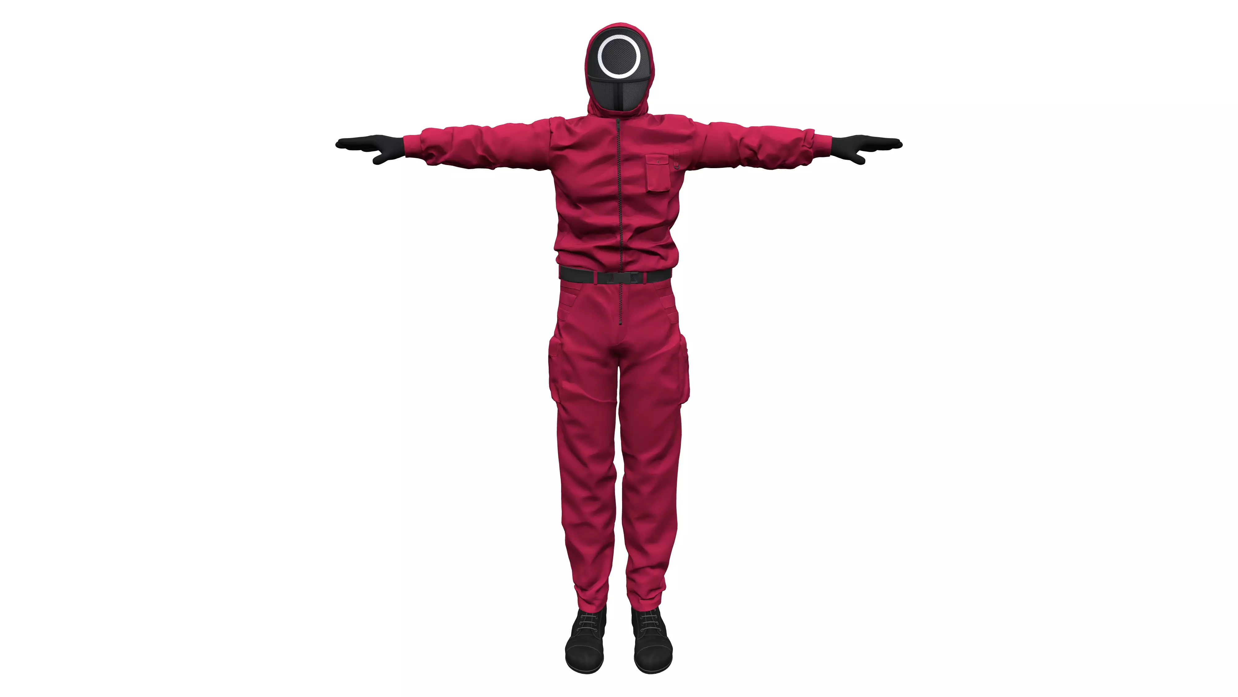 Squid Game Red Guard Outfit Low-poly 3D model_0