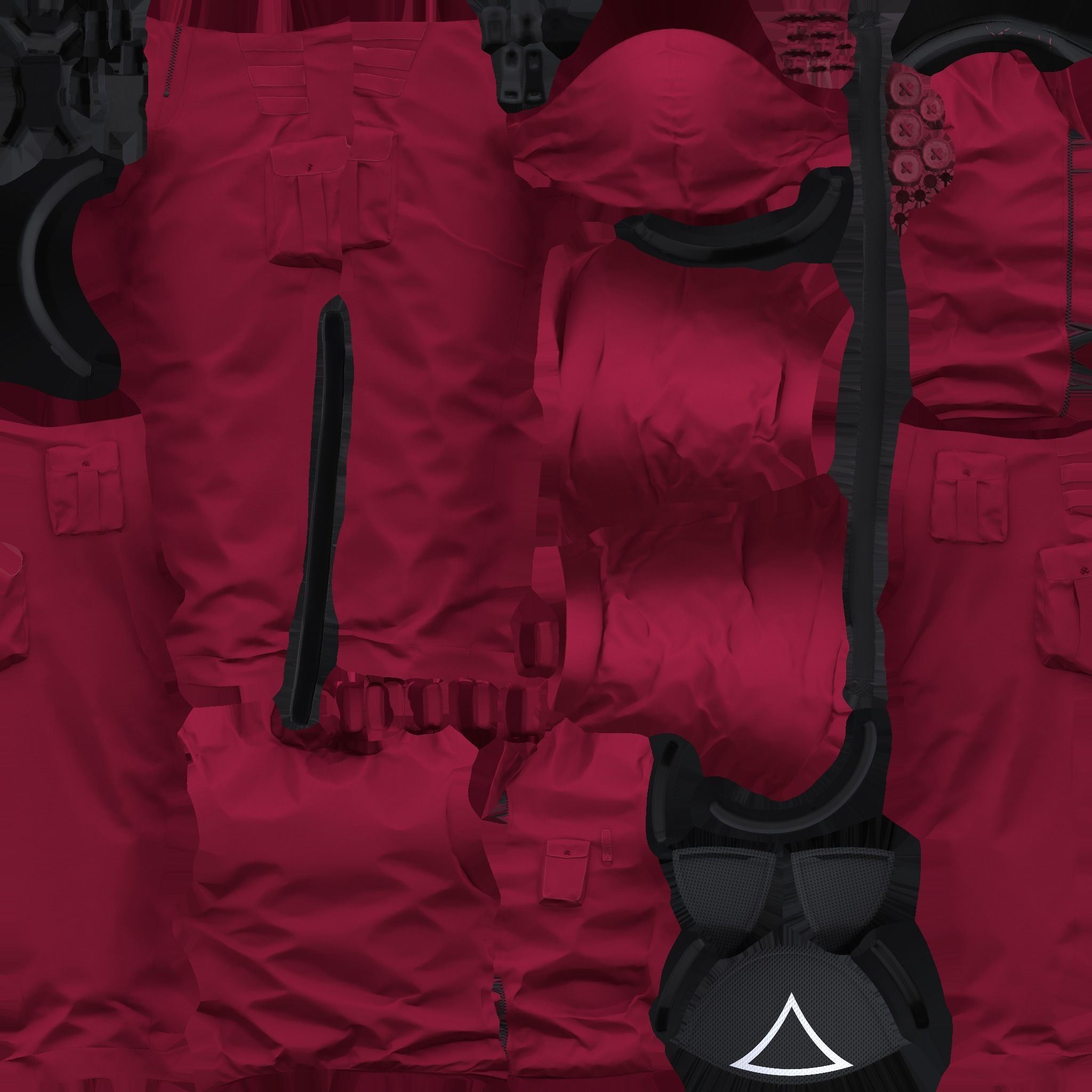 Squid Game Red Guard Outfit Low-poly 3D model_12