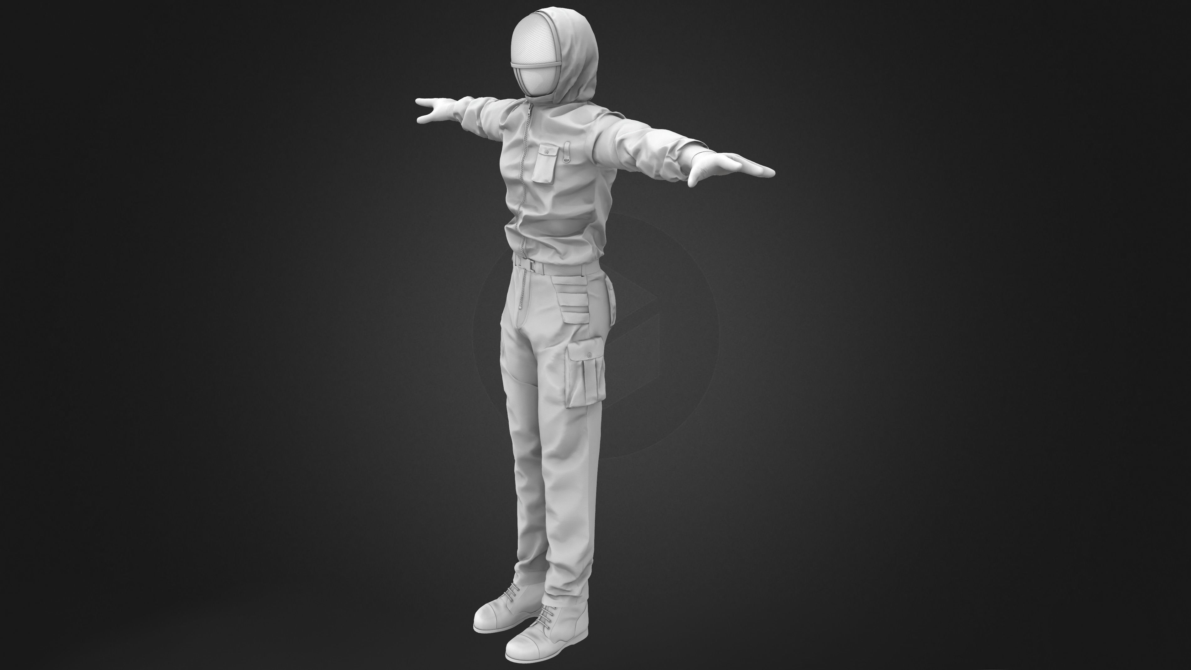 Squid Game Red Guard Outfit Low-poly 3D model_10