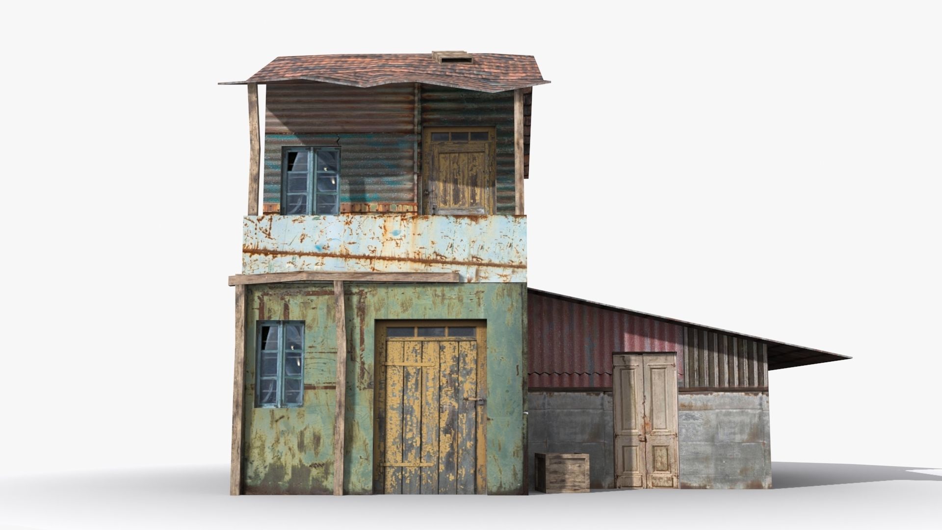 Slum x3 Low-poly 3D model_1