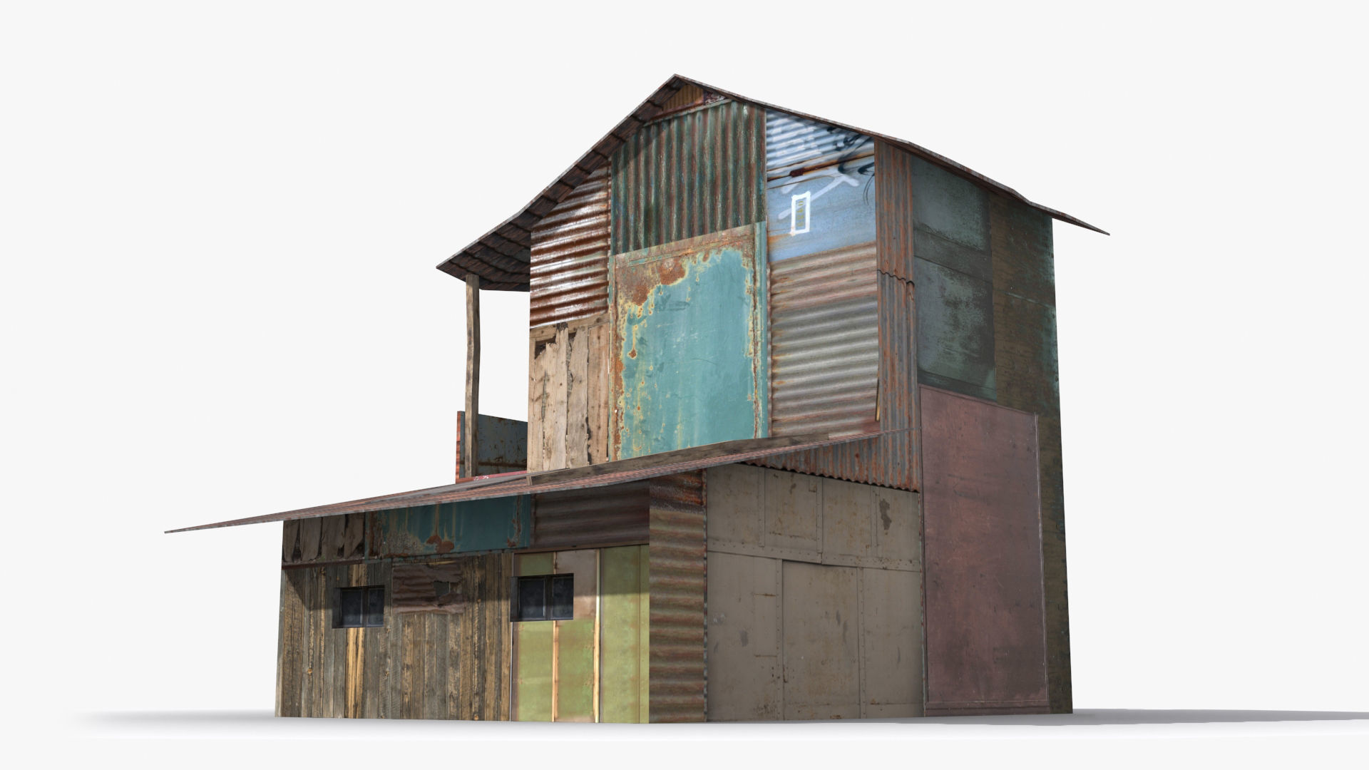 Slum x3 Low-poly 3D model_5