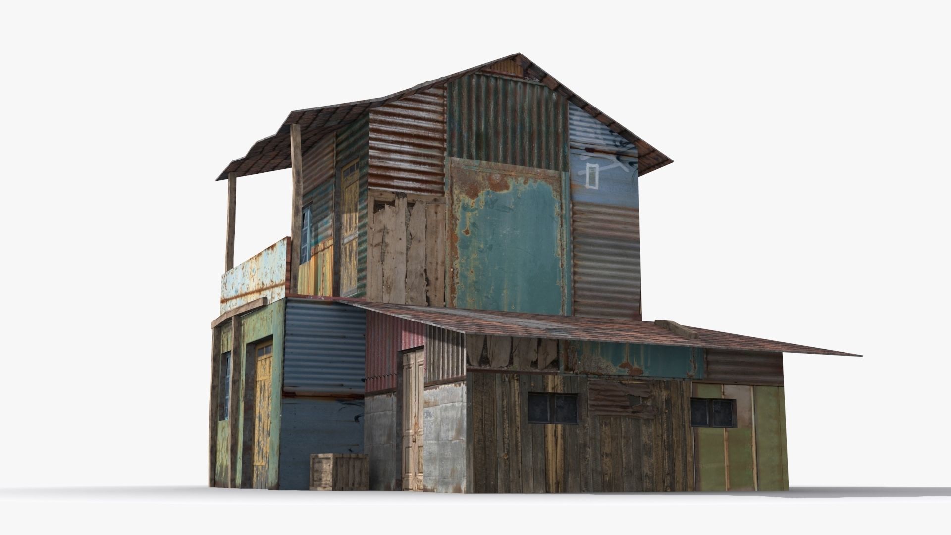 Slum x3 Low-poly 3D model_3