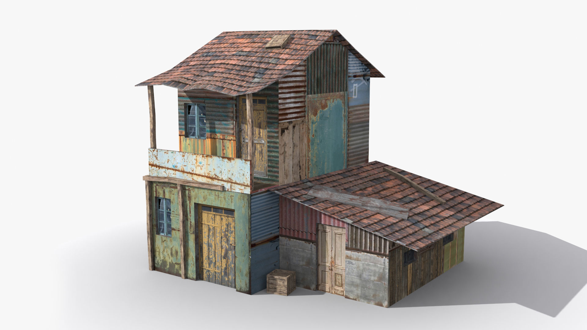Slum x3 Low-poly 3D model_4