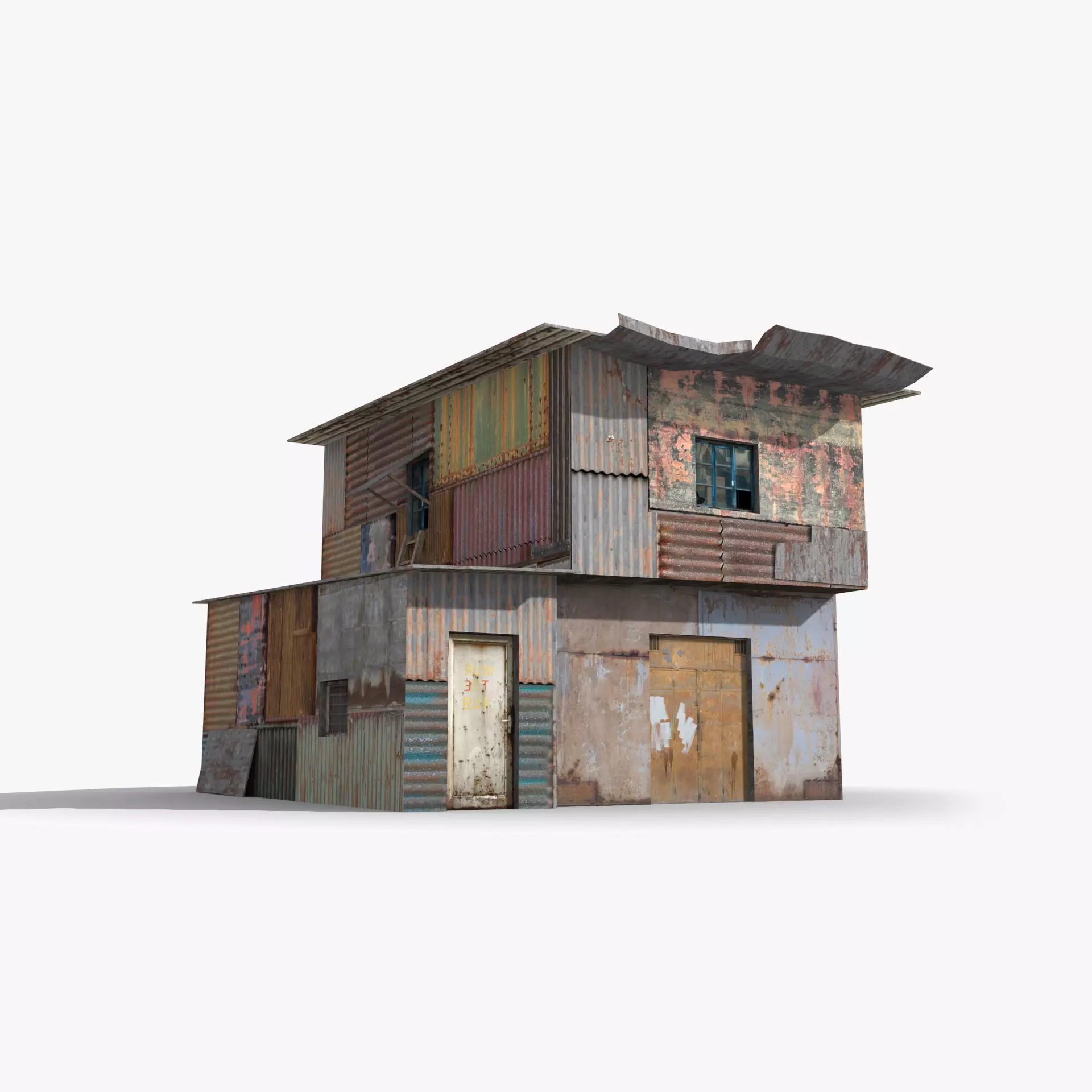 Slum x4 Low-poly 3D model_0