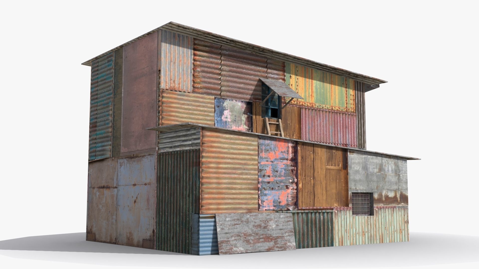 Slum x4 Low-poly 3D model_5