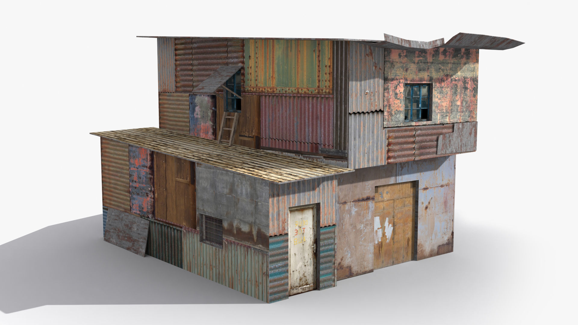 Slum x4 Low-poly 3D model_4