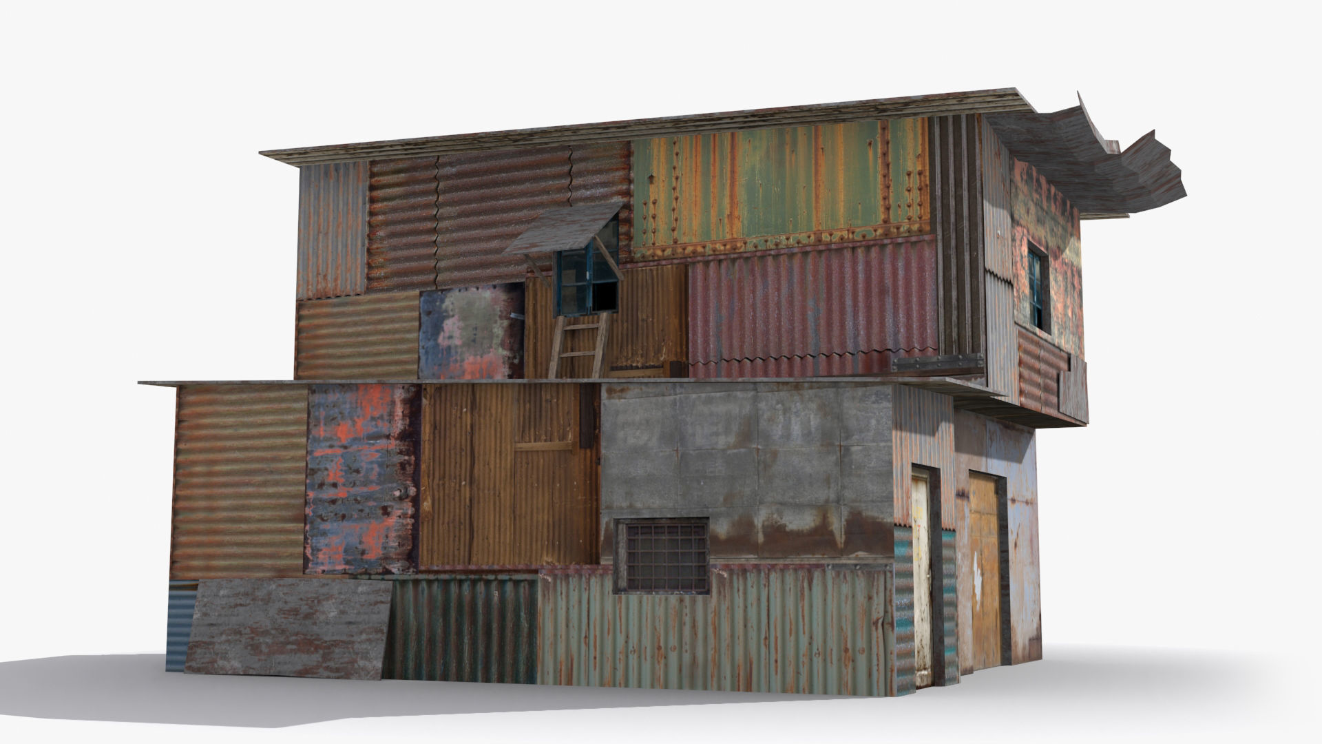 Slum x4 Low-poly 3D model_3