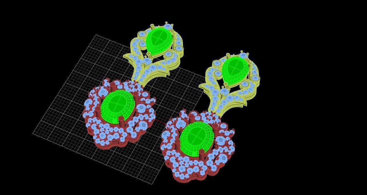 earing two earrings 3D print model_1