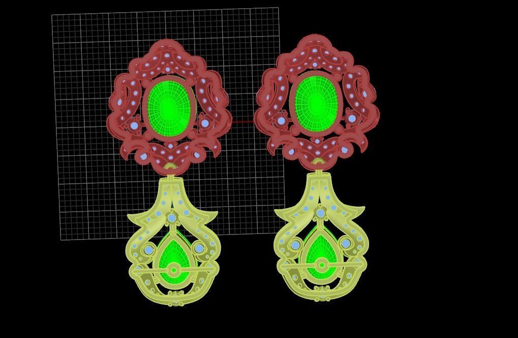 earing two earrings 3D print model_2