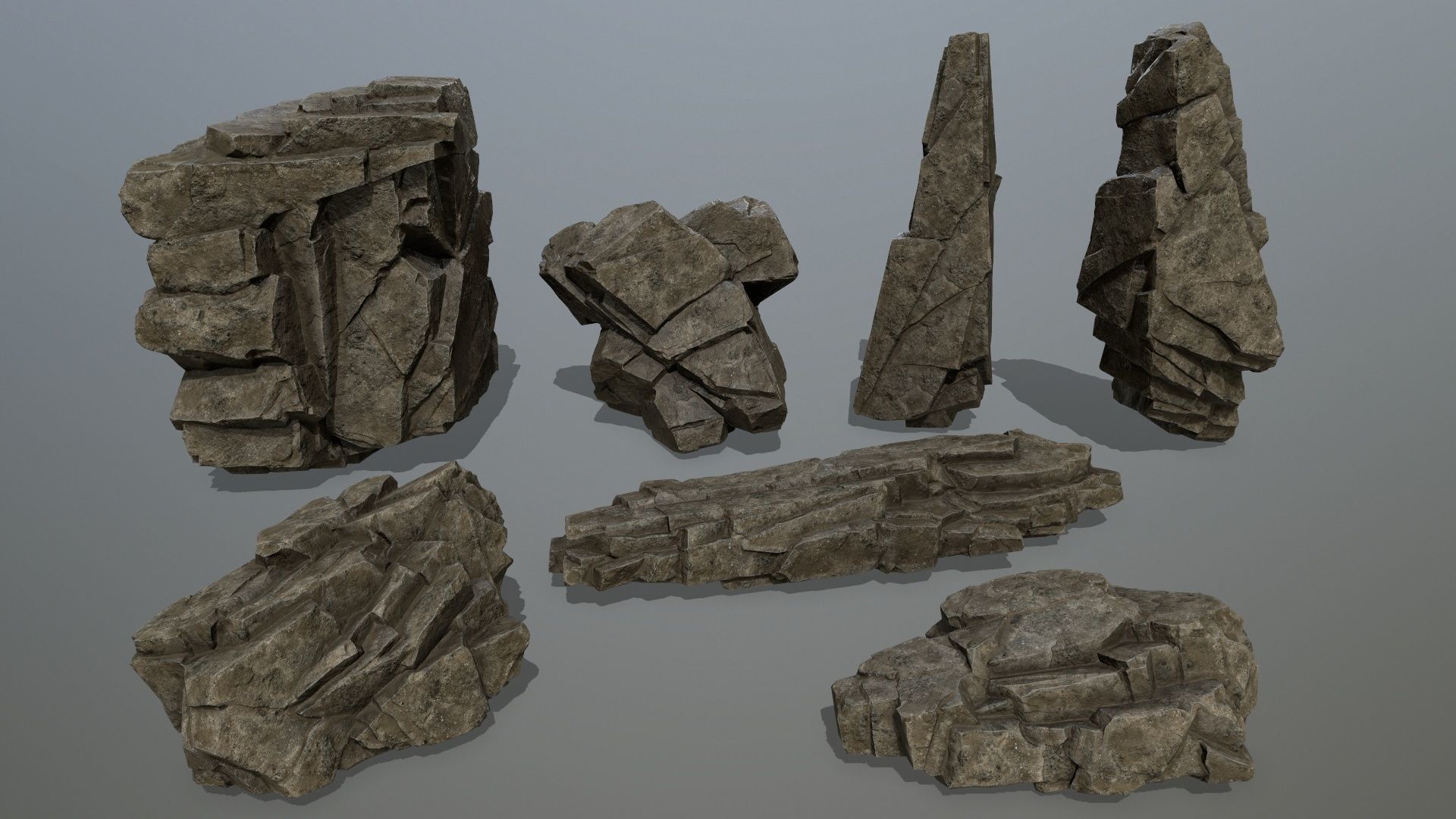 desert rocks Low-poly 3D model_2