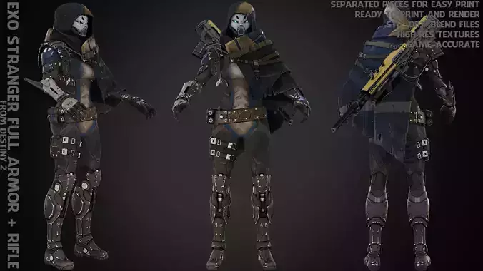 Exo-Stranger Full Armor and Rifle for Cosplay 3D Model Collection
