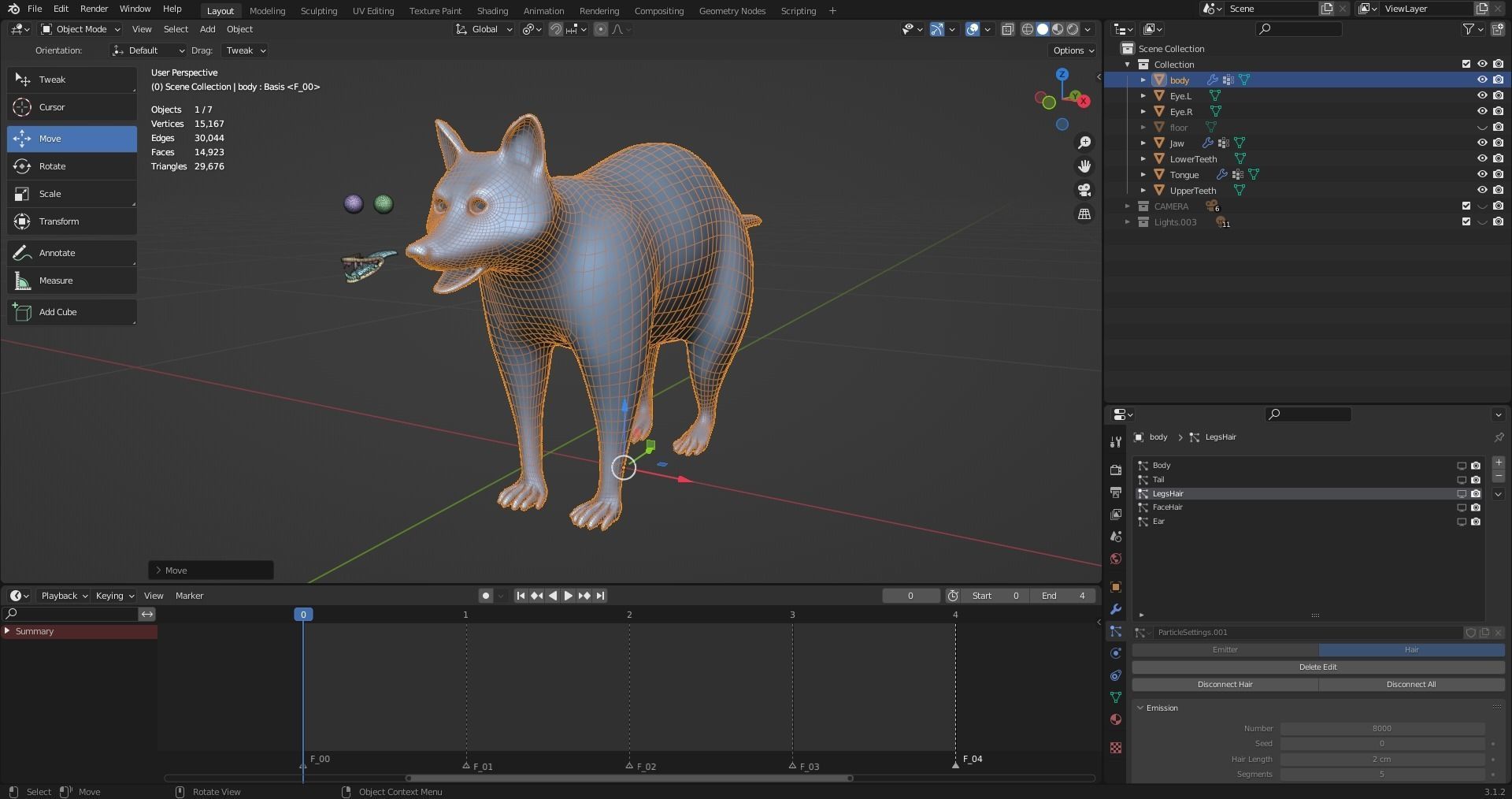 3D Fur Raccoon Rigged in Blender Low-poly 3D model_16