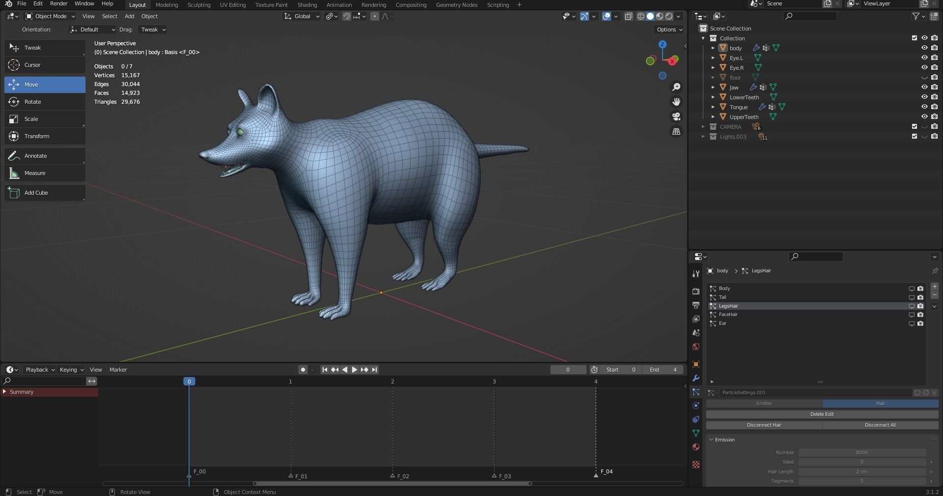 3D Fur Raccoon Rigged in Blender Low-poly 3D model_25