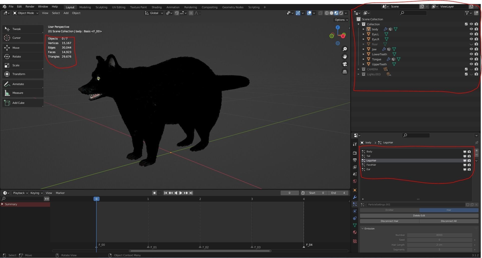 3D Fur Raccoon Rigged in Blender Low-poly 3D model_18