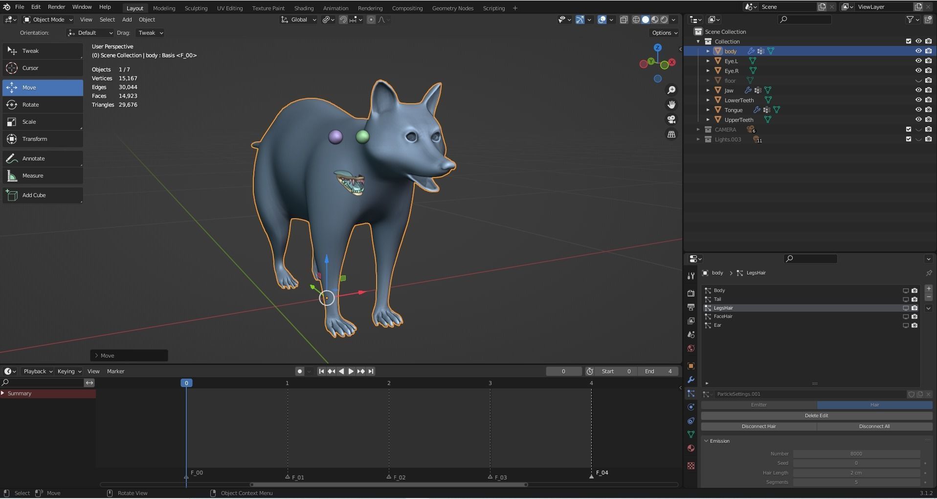 3D Fur Raccoon Rigged in Blender Low-poly 3D model_17