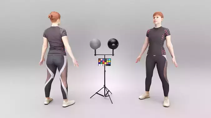 Athletic woman in tracksuit ready for animation 380 Low-poly 3D model