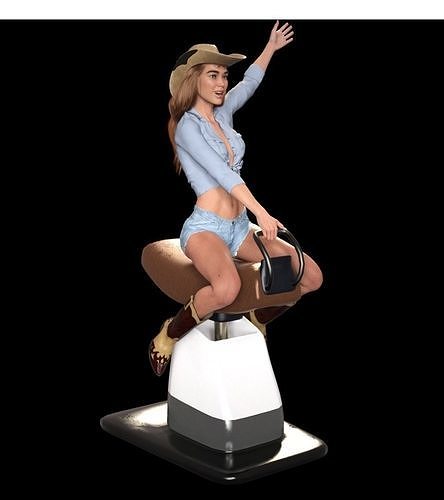 COWGIRL 1 riding horse 3D print model
