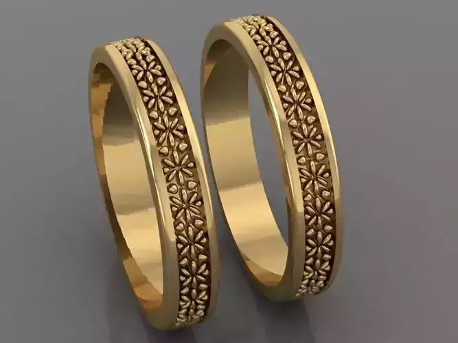 Ring 3D Print 3D print model 3D model two wedding rings in gold and silver