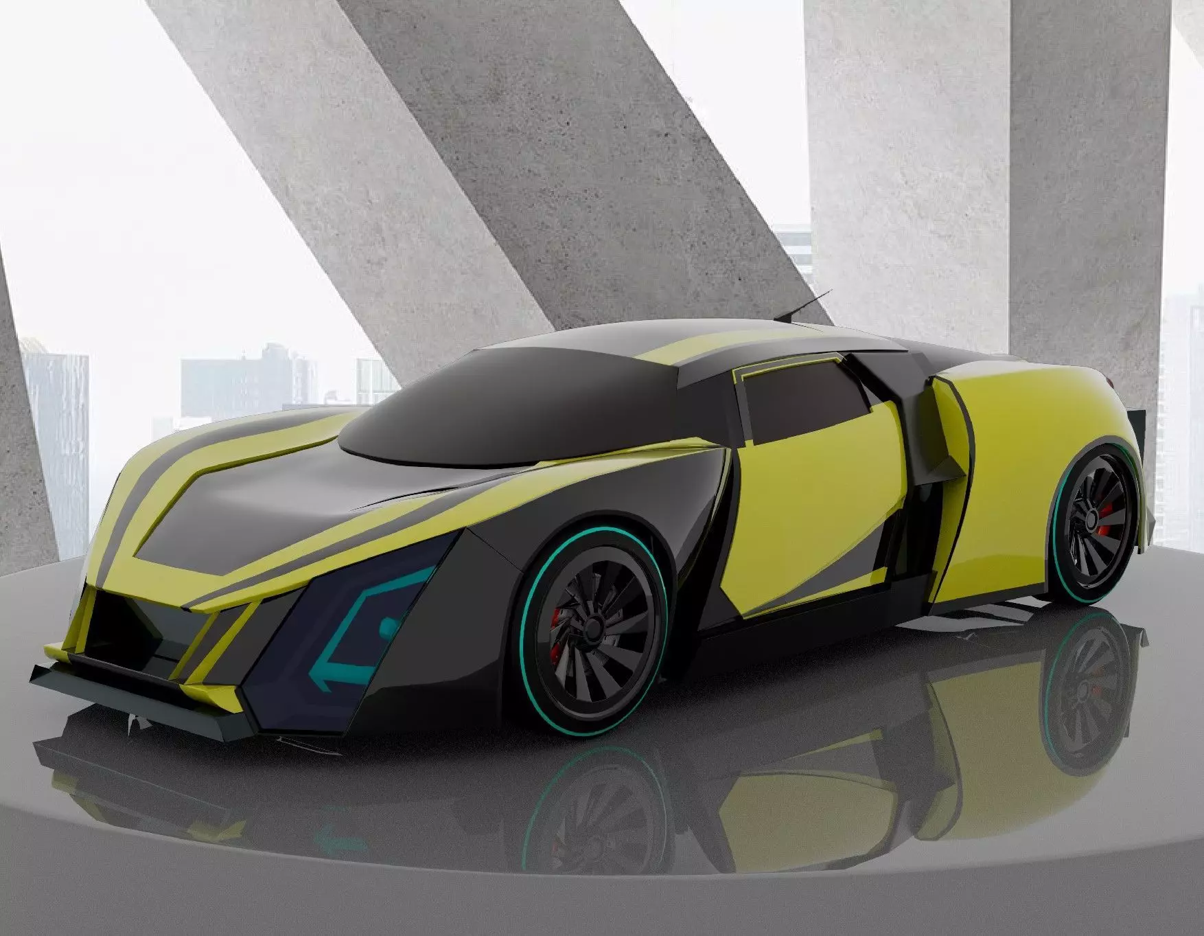 yellow sports car 3D model