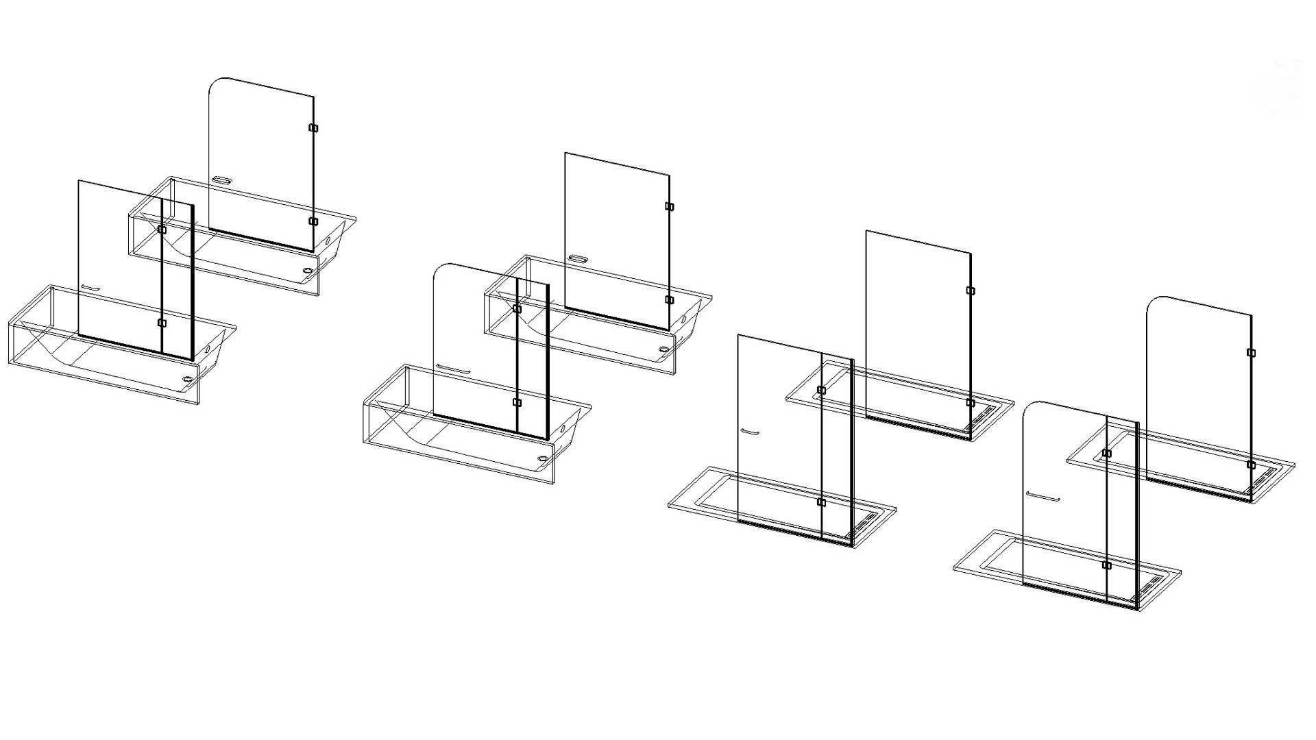 Bath Shower Glass Screen 3D model_7