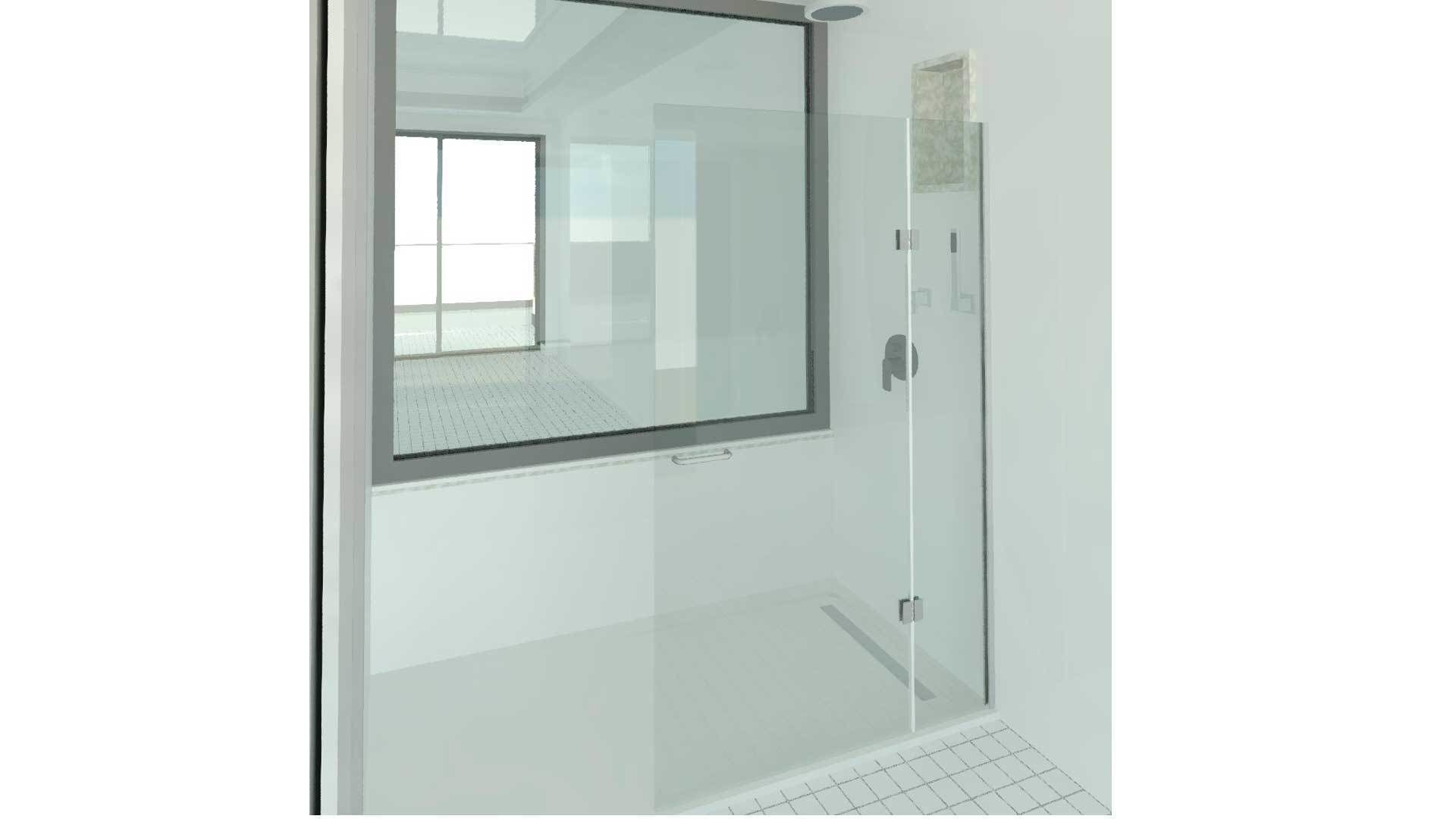 Bath Shower Glass Screen 3D model_4