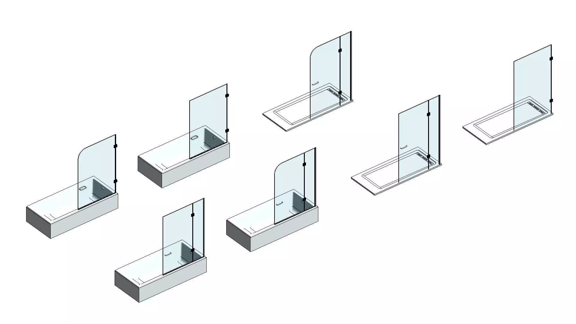 Bath Shower Glass Screen 3D model_0