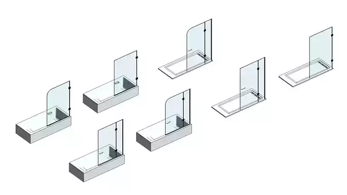 Bath Shower Glass Screen 3D model