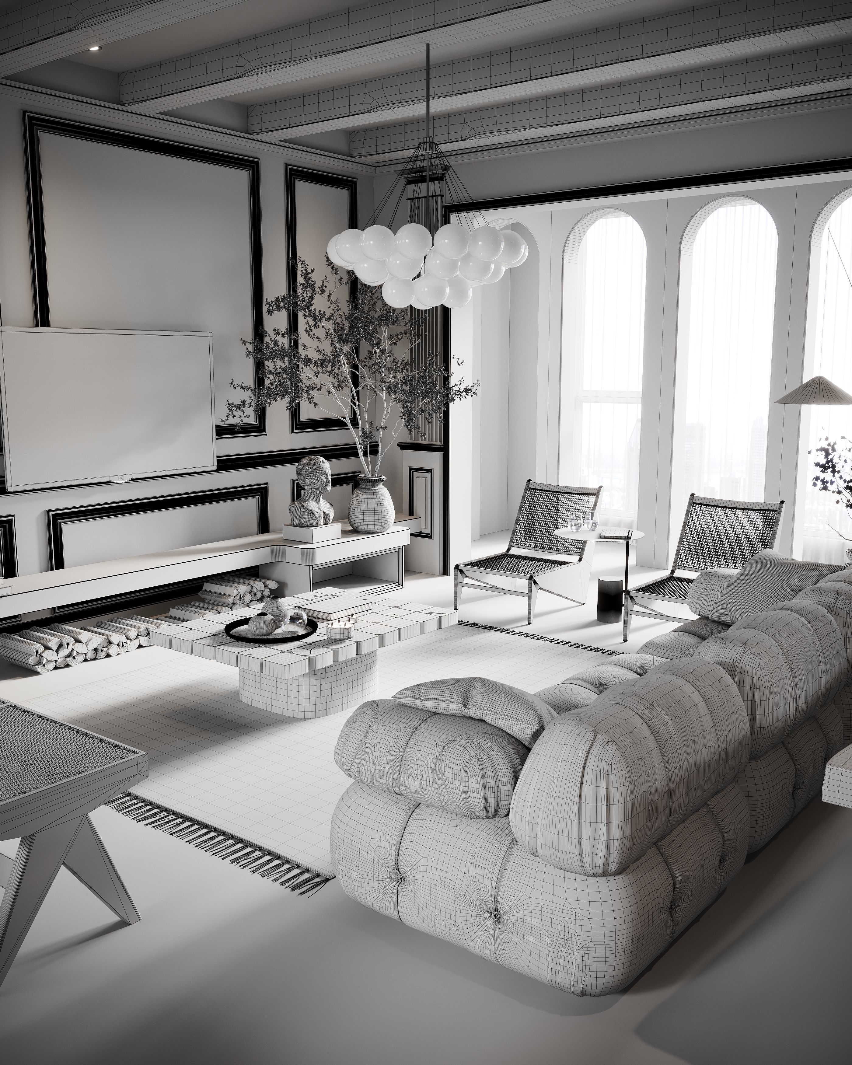 Corona Render Interior Scene Rustic Apartment  3D model_28