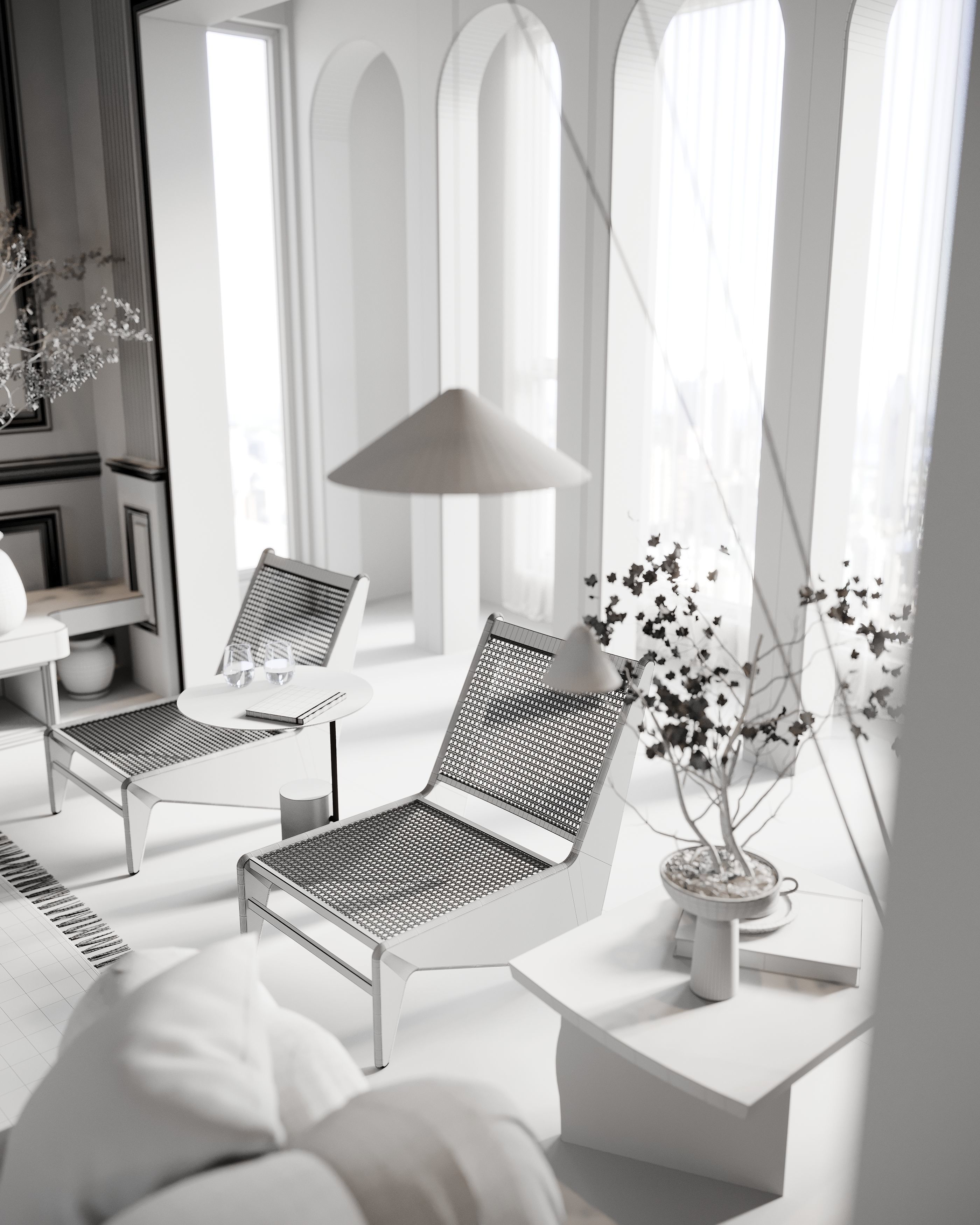 Corona Render Interior Scene Rustic Apartment  3D model_25