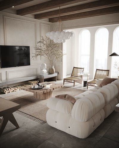 Corona Render Interior Scene Rustic-Bohemian Apartment  3D model 2