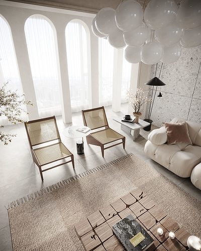 Corona Render Interior Scene Rustic-Bohemian Apartment  3D model 3