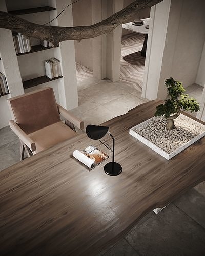 Corona Render Interior Scene Rustic-Bohemian Apartment  3D model 6