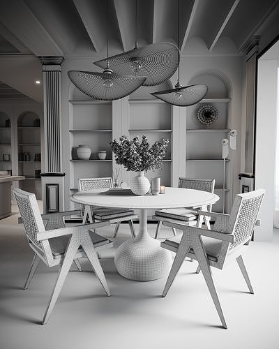 Corona Render Interior Scene Rustic-Bohemian Apartment  3D model 5