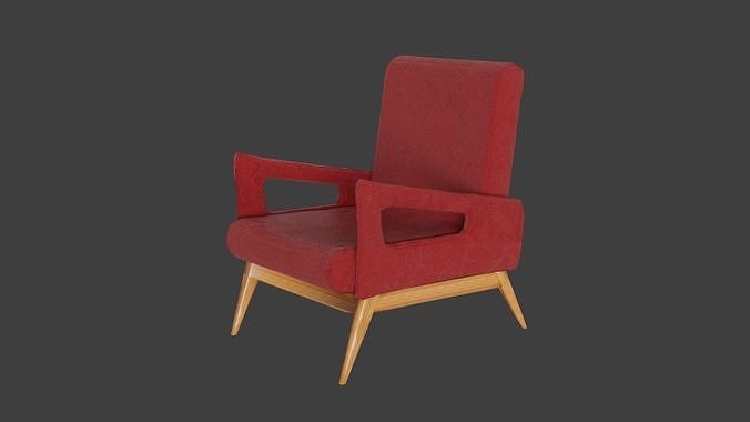 Jean Royere style lounge chairs France 1950 Low-poly 3D model